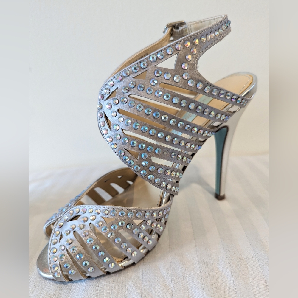 Betsey Johnson "Blue" Collection: Silver Studded Heel Size 5.5